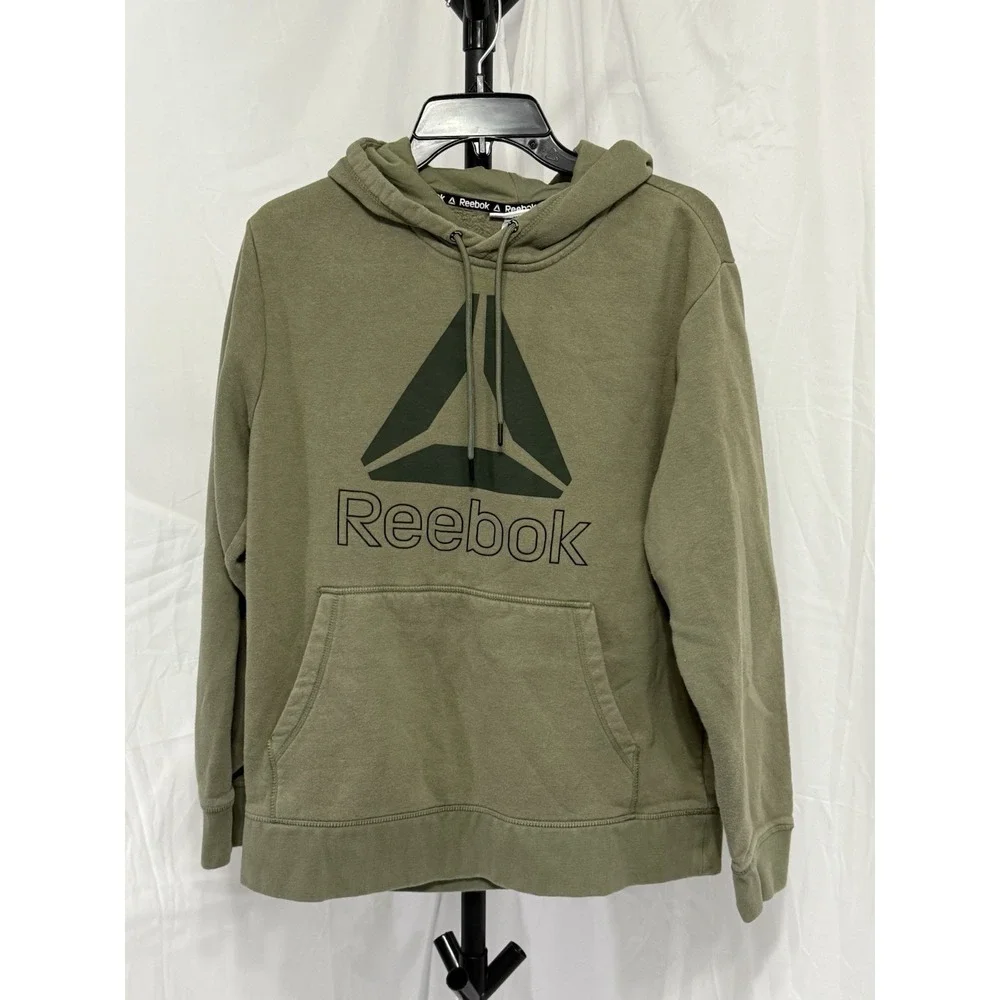 Reebok Classic Hoodie Green Size‎ Medium Fleece Activewear Sweatshirt Top
